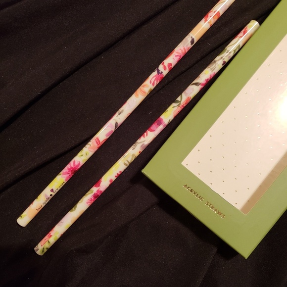 kate spade Other - Kate spade pink flower straw set 2pc nwob